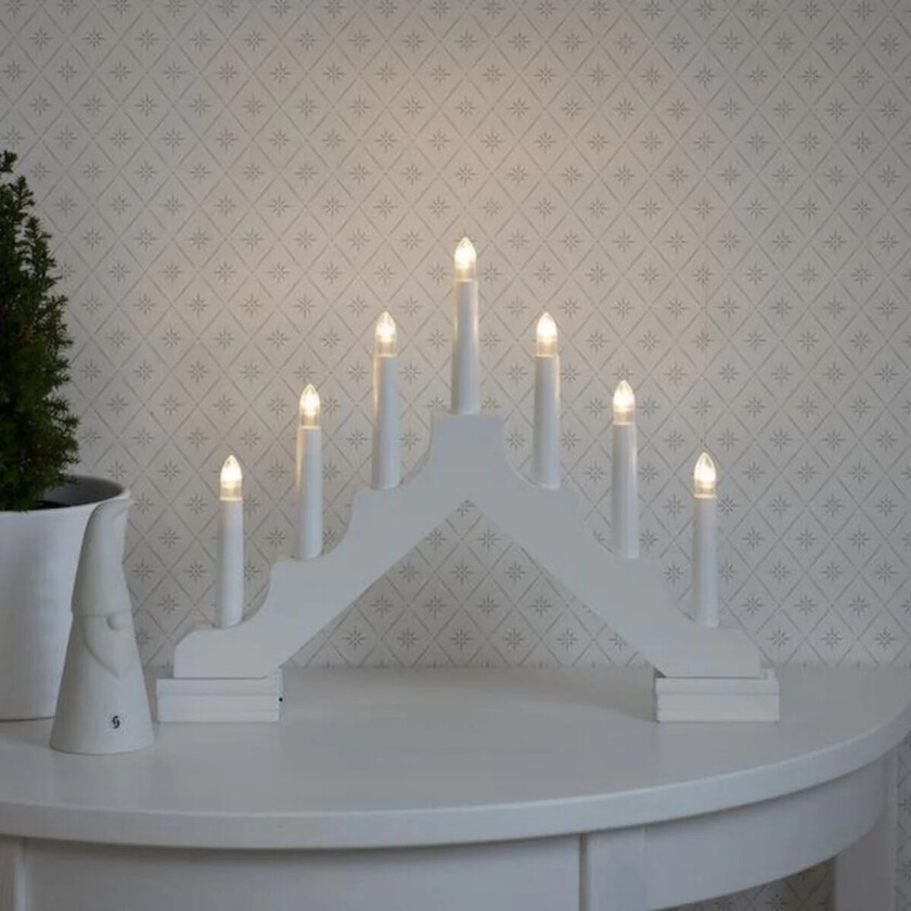 Bilde av Adventsstake 7 lys på batteri - Hvit