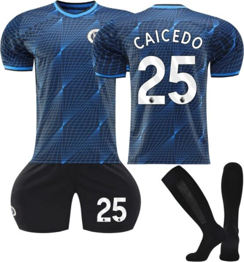 23-24 Chelsea F.C. Borte fotballdrakt for barn nr 25 Caicedo 12-13 years