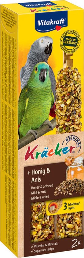 180 g Vitakraft kjeks til papegøye til spesialpris! - 2 Sticks Honning & Anis