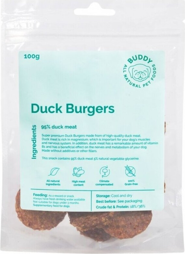 Buddy Petfoods Andburgere 100 g