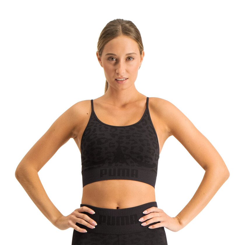 Low Impact FormKnit Seamless Long Line Bra, sports-BH dame  Black-leopard P