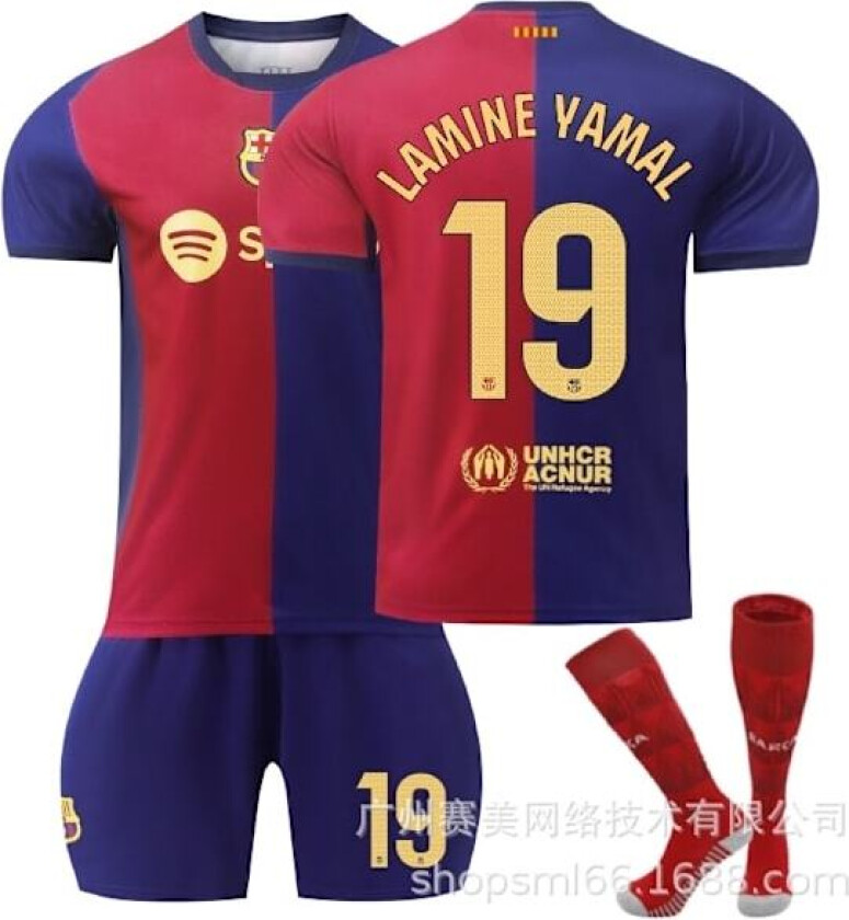 Lamine Yamal 19 Barcelona 24-25 Hjemmedrakt Nyeste Fotballtrøye for Voksne og Barn for Den Nye Sesongen 4-WELLNGS Kids 28(150-155cm)
