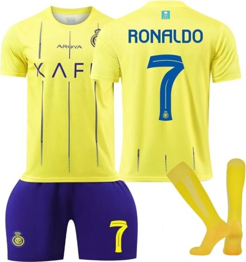 Ronaldo 23-24 Al-Nassr FC drakt nr 7 hjemme fotballdrakt sett voksne barn Z Kids 22(120-130cm)