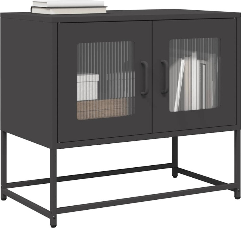 TV-skap Sort 68x39x60,5 cm Kaldvalset Stål