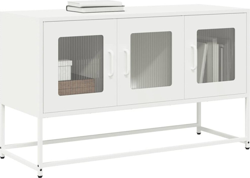 TV-skap Hvit 100,5x39x60,5 cm Kaldvalset stål