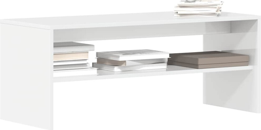 TV-benk høyglans hvit 100x40x40 cm sponplate