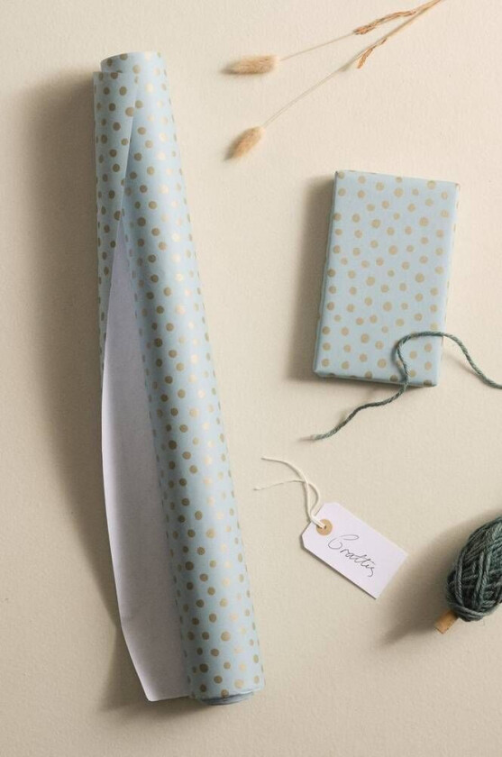 Bilde av gavepapir - lengde 10 meter Mintgrønn / gull