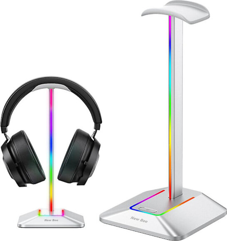 Hodetelefonstativ, Rgb Hvit Hodetelefonholder Med 3 Port Usb Hub Gamer Headset Stativ Med Bakgrunnsbelyst Surroundlyd