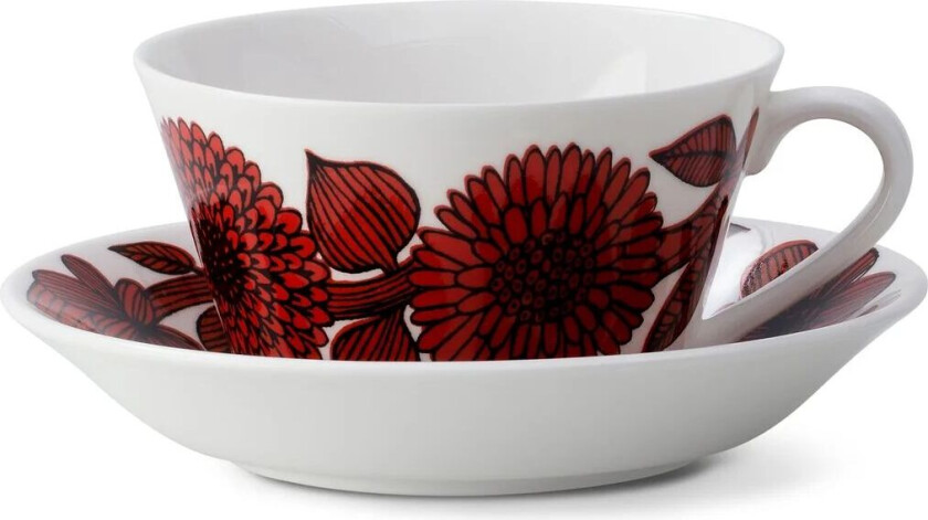 Röd Aster tekopp med skål tekopp + skål
