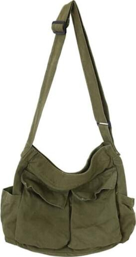 Stor kapasitet lerret messenger bag multi rom bag casual kvinner menn skulder bag Green