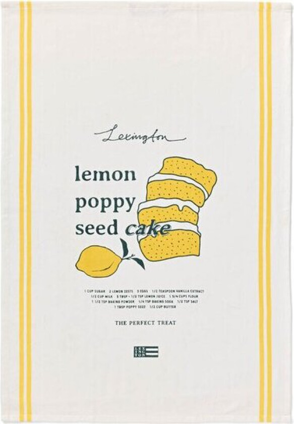 Kjøkkenhåndkle lemon poppy 50x70 cm hvit/gul