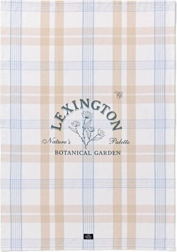 Kjøkkenhåndkle botaniske ruter 50x70 cm blå/hvit