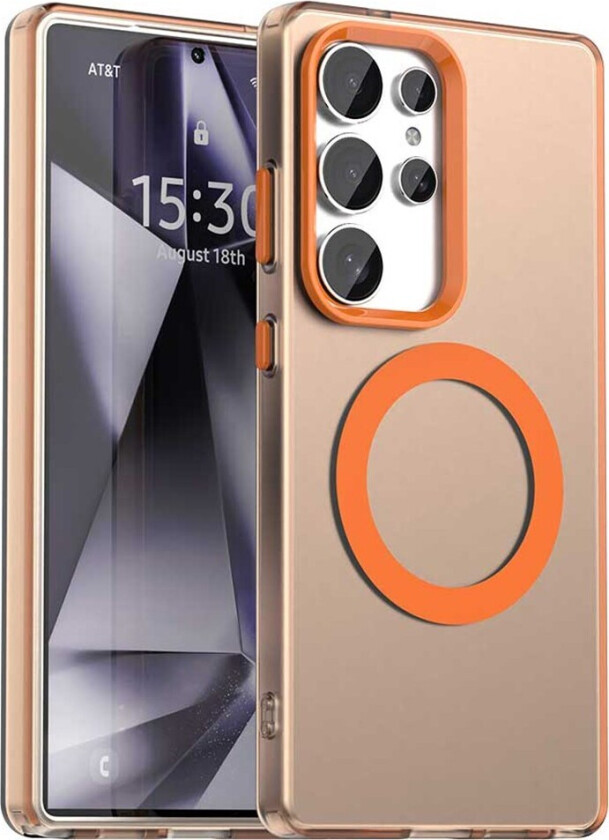 Samsung Galaxy S25 Ultra Hybrid Plast Deksel - MagSafe Kompatibel - Gjennomsiktig / Oransje