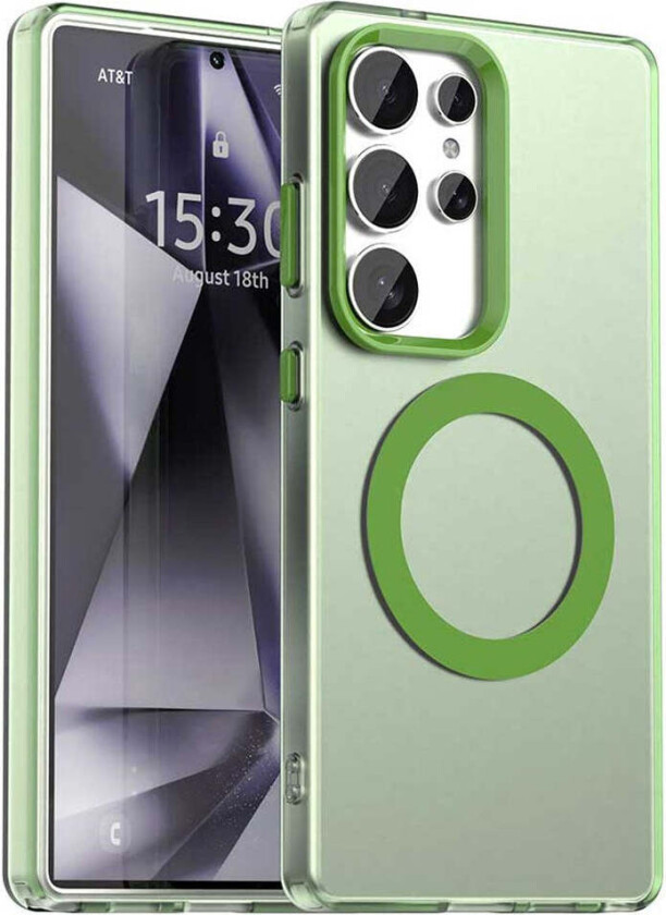 Samsung Galaxy S25 Ultra Hybrid Plast Deksel - MagSafe Kompatibel - Gjennomsiktig / Grønn