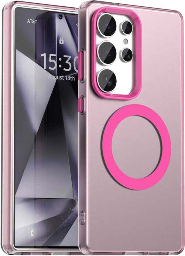Samsung Galaxy S25 Ultra Hybrid Plast Deksel - MagSafe Kompatibel - Gjennomsiktig / Rosa