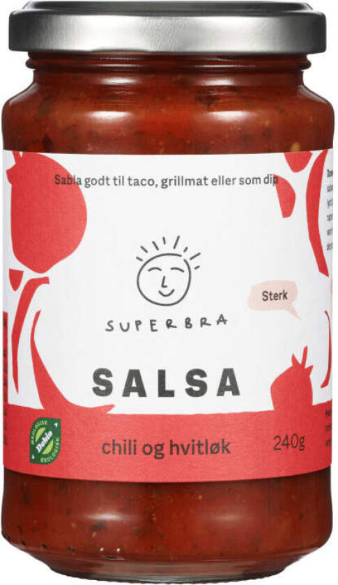 Salsa Sterk Chili&Hvitløk Økol 240g