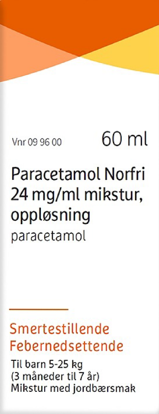 Paracetamol Norfri 24 mg/ml mikstur 3 mnd-7 år 60 ml