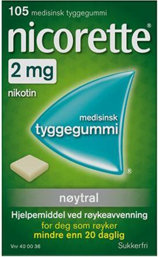 2 mg tyggegummi med nøytral smak 105 stk