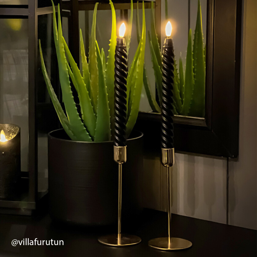 LED Kronelys Tvinnet 2 Pk. Sort Lykter og LED lys Lampehuset