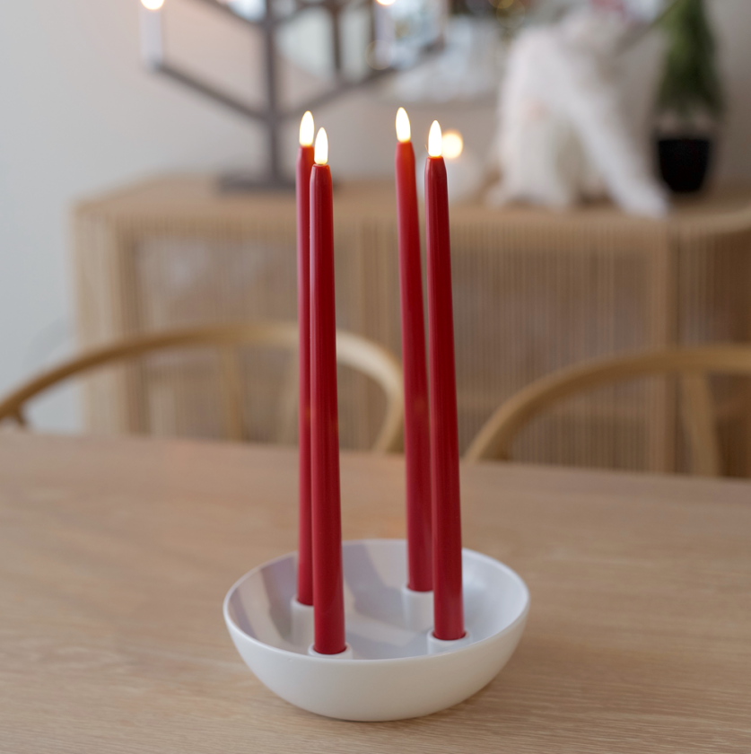Kronelys Med Smal Topp LED Rød 38cm Dekorasjoner Lampehuset
