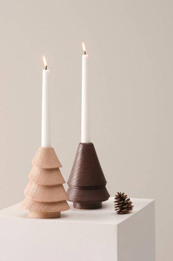 WOODY lysestake 2-pk Lys brun/mørk brun