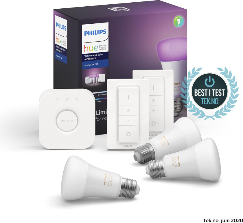 HUE Start Kit 3 Stk. E27 Hvit 9W LED Lampehuset