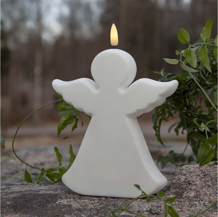 Bilde av Flamme Angel Gravlys Hvit Lykter og LED lys Lampehuset