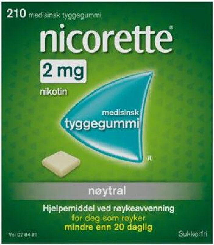 2 mg tyggegummi nøytral smak 210 stk