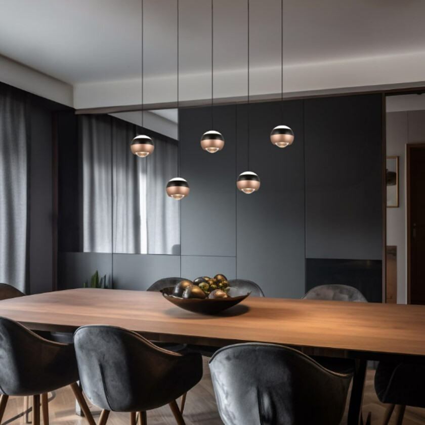 Orbit Taklampe Skinne Gull 5 Lys Hengende taklampe Lampehuset