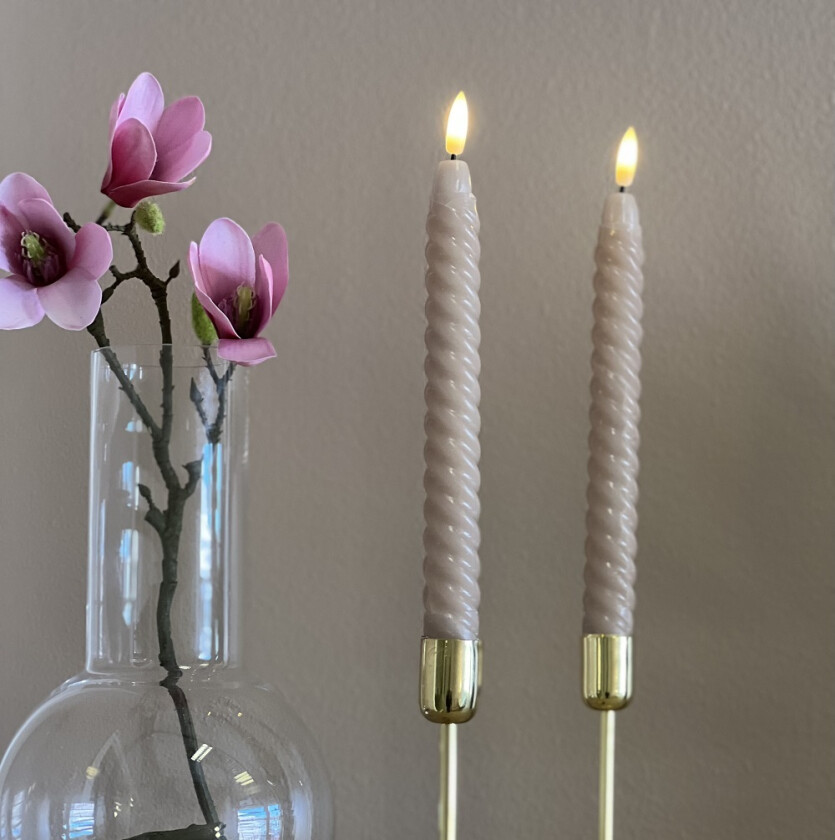 LED Kronelys Tvinnet 2 Pk. Beige Lykter og LED lys Lampehuset