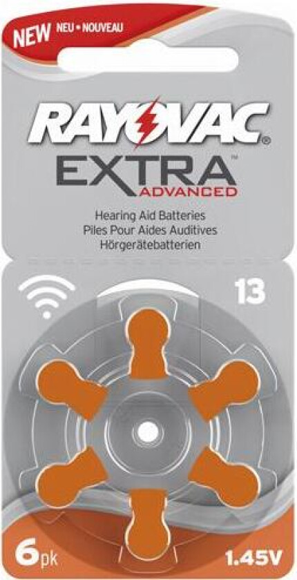 extra advanced 13 høreapparatbatterier 6 stk