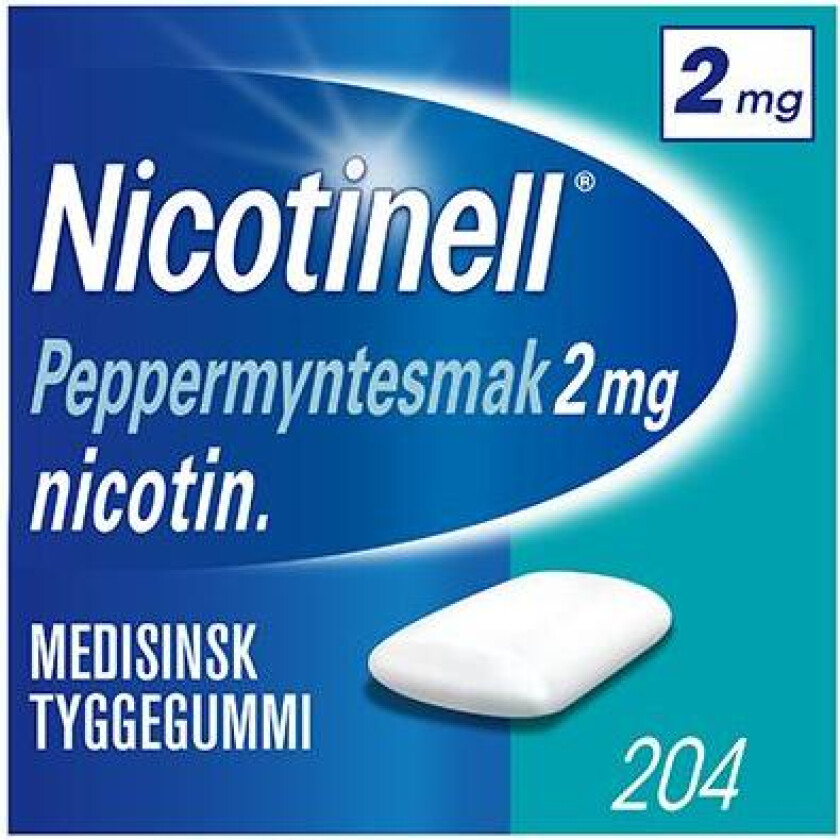 2 mg tyggegummi peppermynte 204 stk
