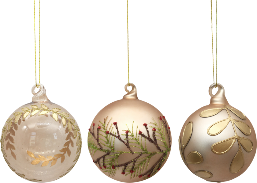 Julekuler Glass Gull Mix 3pk