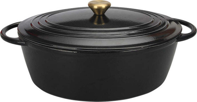 Oval Støpejernsgryte 7L Sort