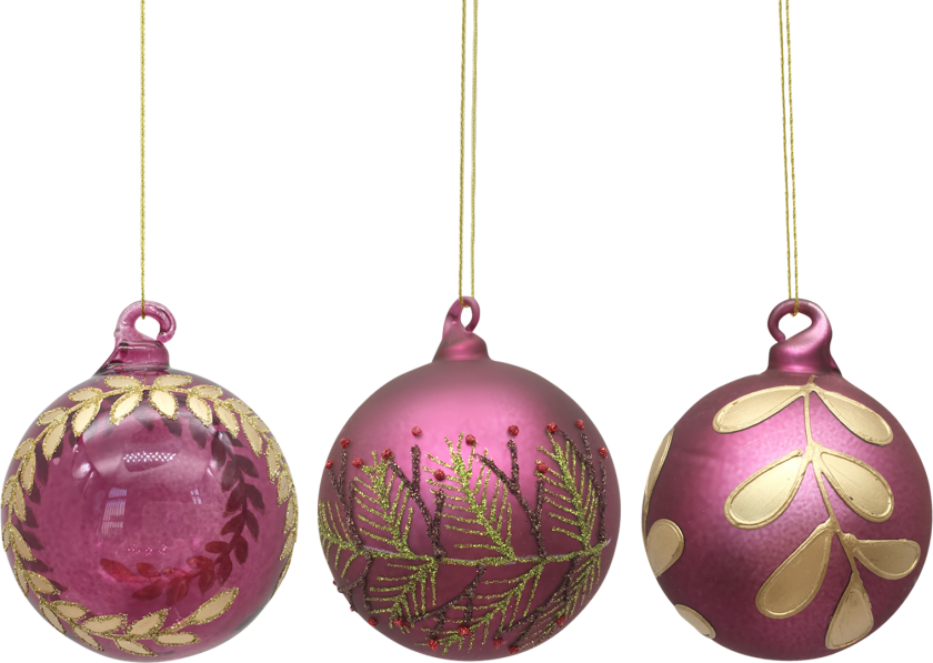 Julekuler Glass Burgunder Mix 3pk