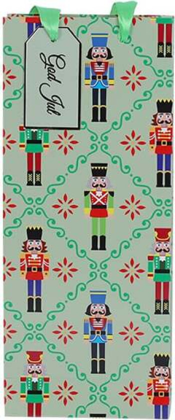 Julekolleksjon Gavepose Til Flaske Nøtteknekker Med Bord Grønn