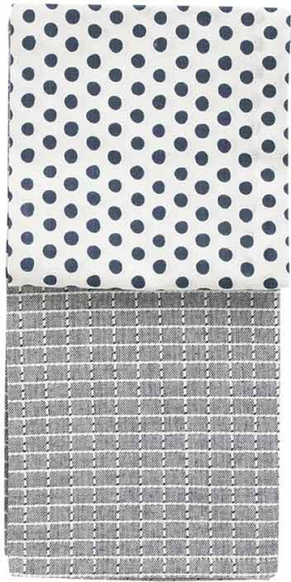 Kjøkkenhåndkle Blå/Mønster Bomull 50X70cm 2pk