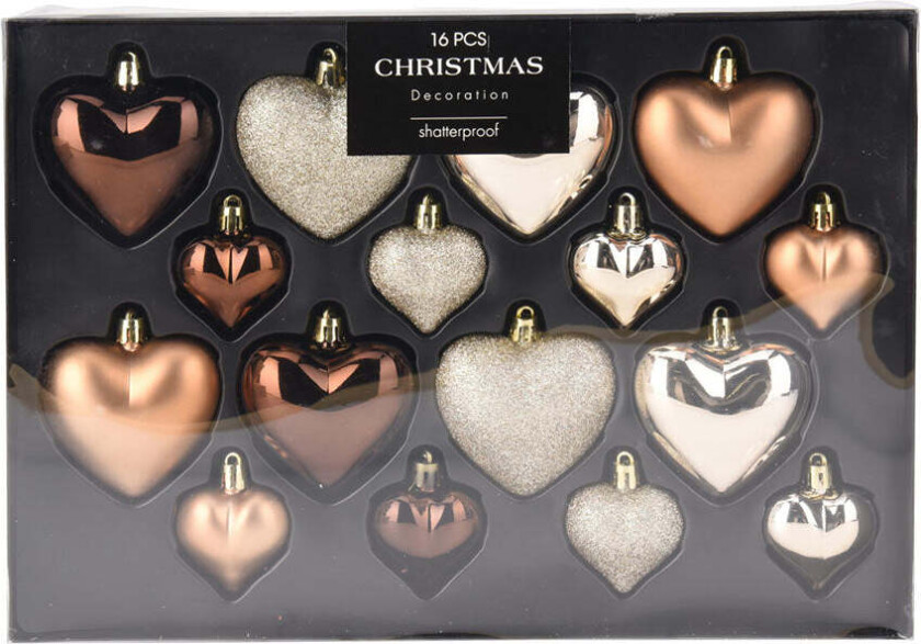 Julekule Hjerte Brun 4,5-8,5cm 16pk