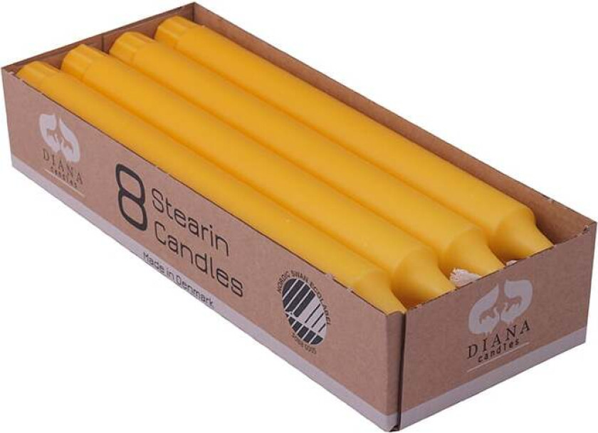 Kronelys 24 cm 8 pk Gul