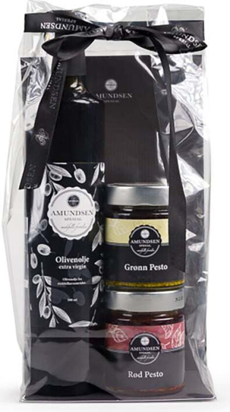 Amundsen Gavepose Olivenolje/Rød Pesto/Grønn Pesto