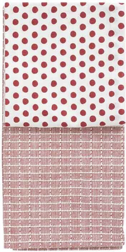 Kjøkkenhåndkle Rød/Mønster 50X70cm 2pk