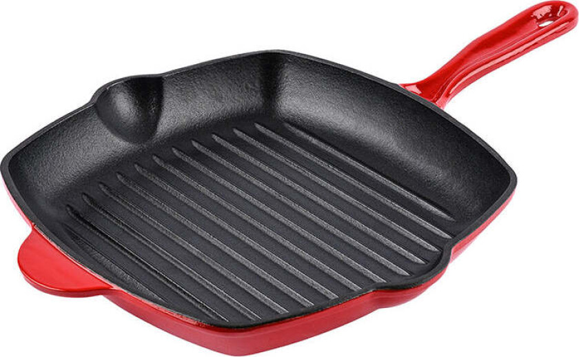 Grillpanne Støpejern Rød