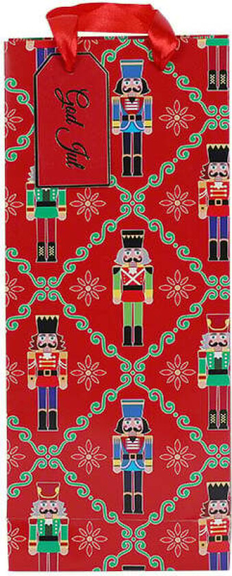 Julekolleksjon Gavepose Til Flaske Nøtteknekker Med Bord Rød