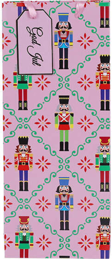 Julekolleksjon Gavepose Til Flaske Nøtteknekker Med Bord Rosa