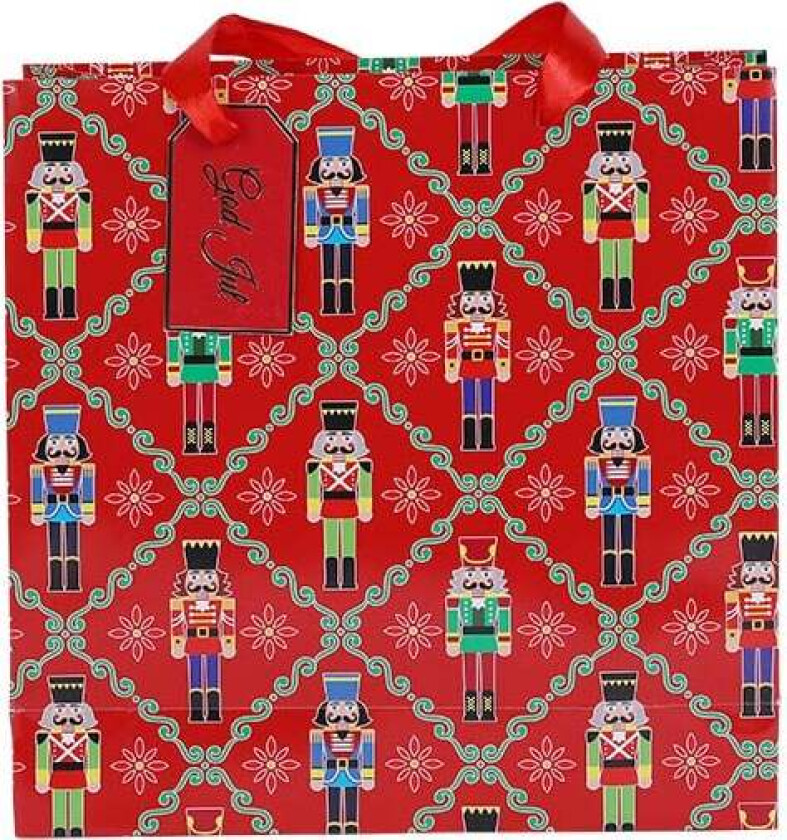 Julekolleksjon Gavepose M Nøtteknekker Med Bord Rød