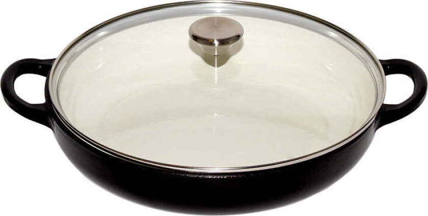 Støpejernsgryte med Glasslokk 3,9L Sort