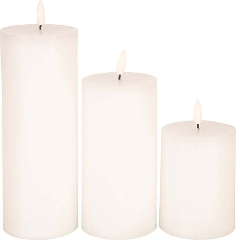 Kubbelys m/ LED & Fjernkontroll Hvit 3pk