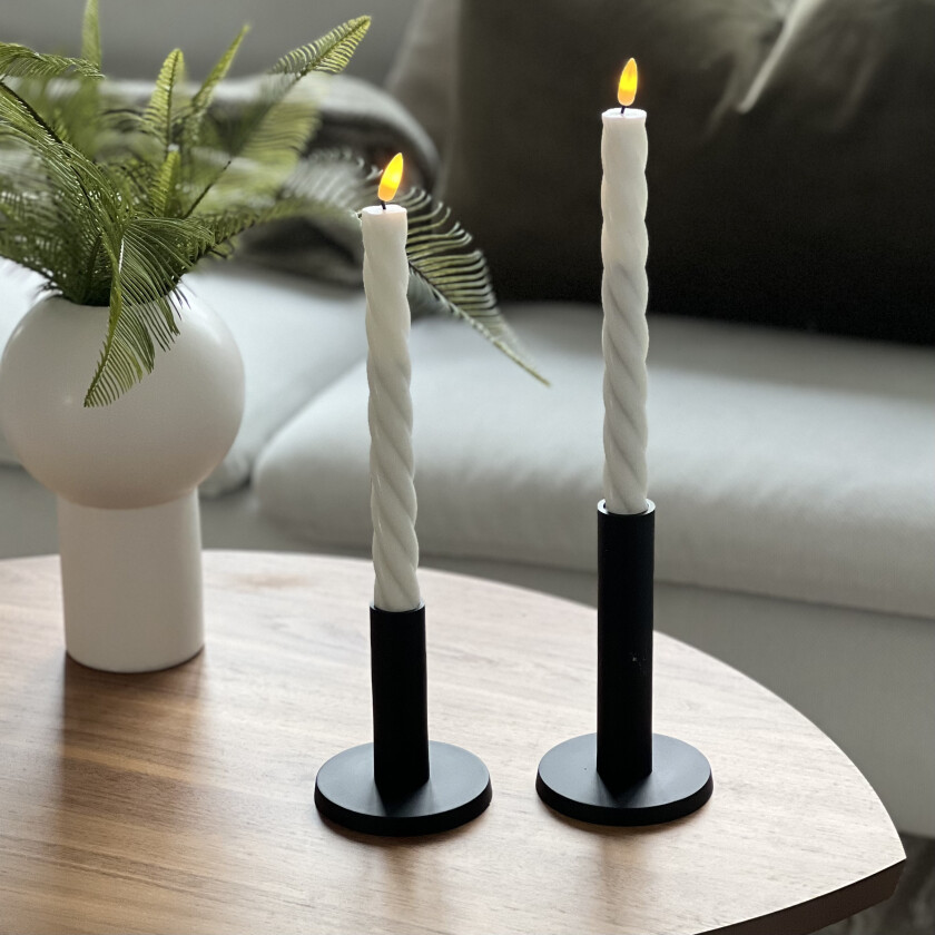 Lun Tvinnet Kronelys Hvit 2 Pk. Lykter og LED lys Lampehuset