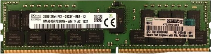 Hpe Smartmemory - Ddr4 - Modul - 32 Gb - Dimm 288-Pin - 2933 Mhz / Pc4-23400 - Cl21 - 1.2 V - Registrert - Ecc