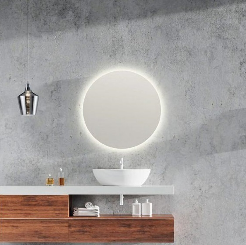 Luna Speil Med LED Lys IP44 Klar 60 Cm Vegglampe Lampehuset